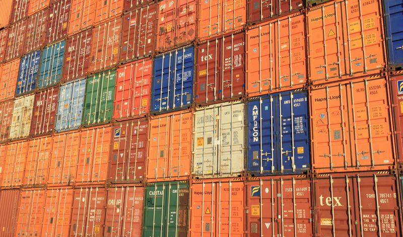 Shipping containers at port